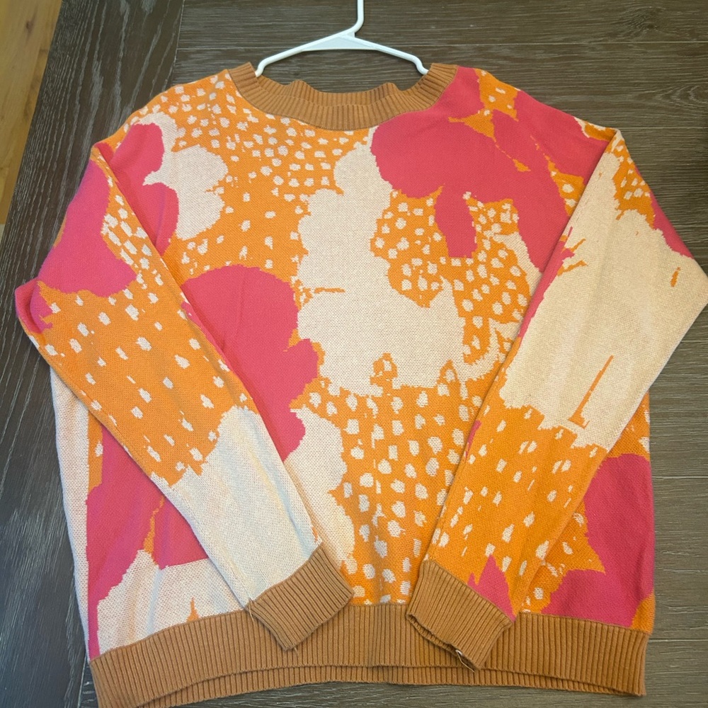 Fate Orange and Pink Patterned Sweater women’s small